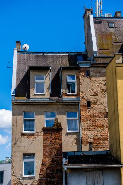 istock Old building in the city under a clear blue sky 1444355280