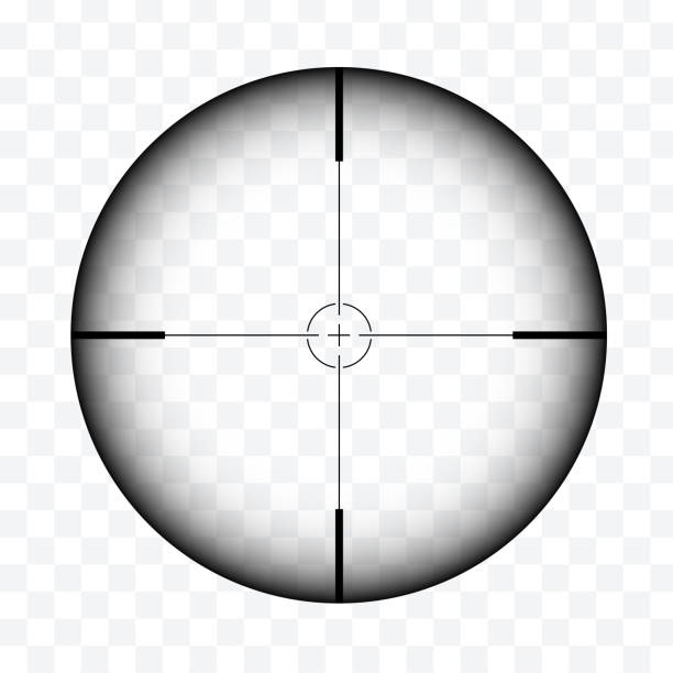 illustrations, cliparts, dessins animés et icônes de illustration réaliste du viseur circulaire du fusil de sniper avec réticule sur fond transparent - vecteur - telescopic sight