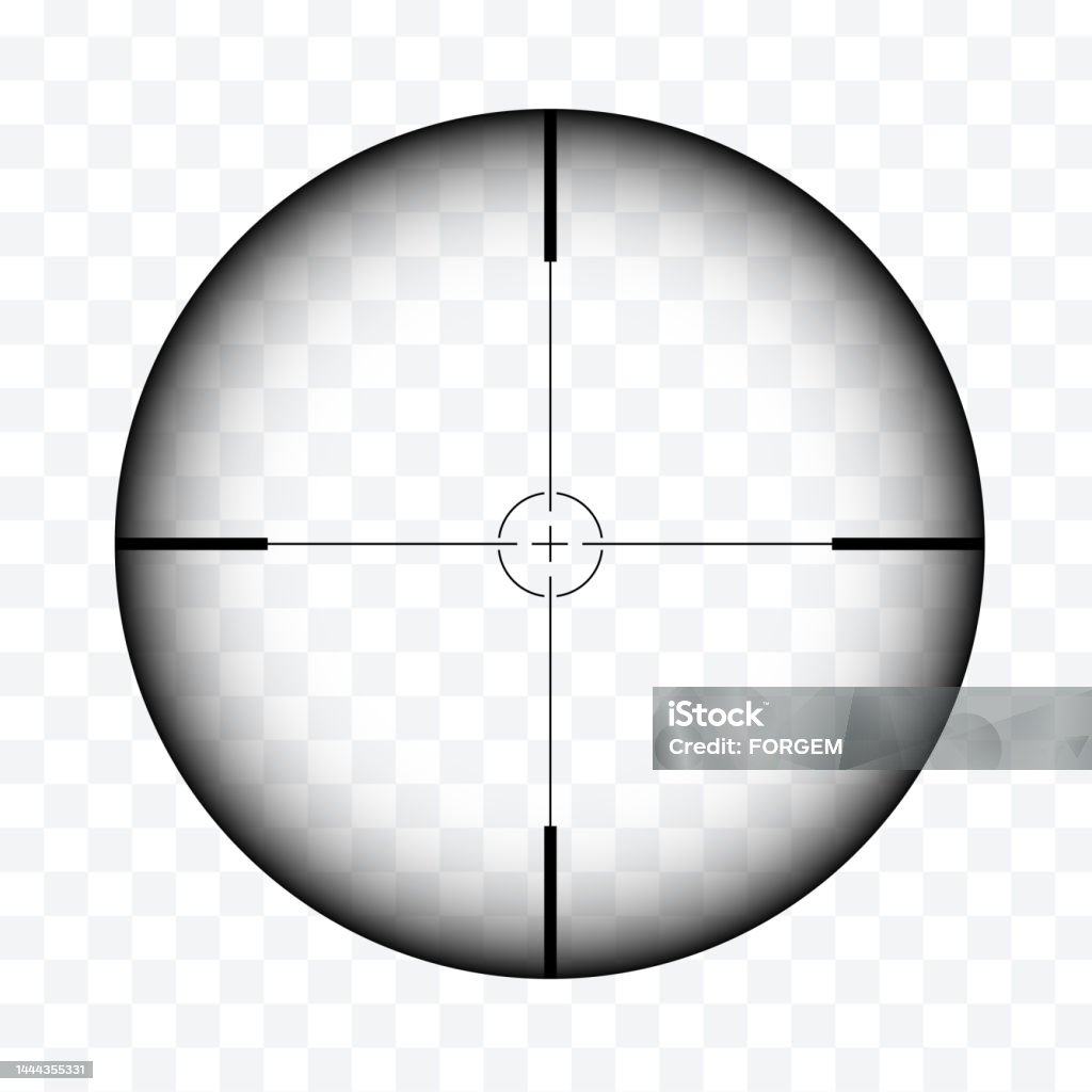 Realistic illustration of sniper rifle circular sight with crosshairs on transparent background - vector Crosshair stock vector