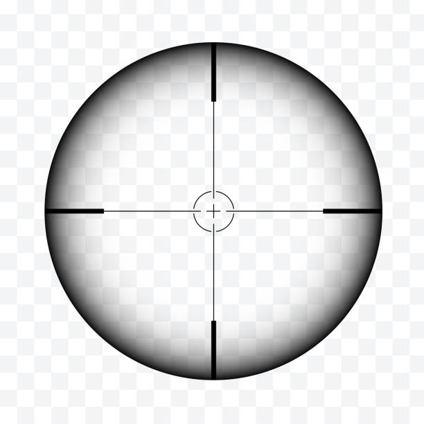 Realistic illustration of sniper rifle circular sight with crosshairs on transparent background - vector Realistic illustration of sniper rifle circular sight with crosshairs on transparent background - vector crosshair stock illustrations