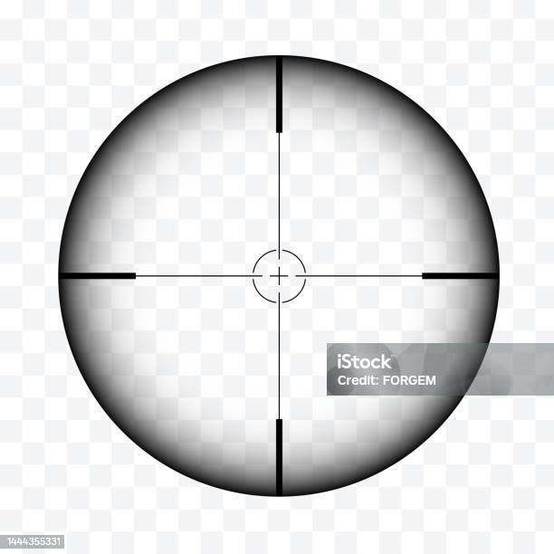 Realistic Illustration Of Sniper Rifle Circular Sight With Crosshairs On Transparent Background Vector Stock Illustration - Download Image Now