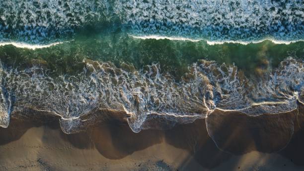 istock Top view of waves on the beach during summer 1444357008