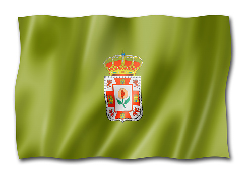 Granada province flag, Spain waving banner collection. 3D illustration