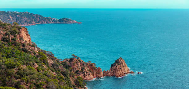 Costa brava, beautiful panoramic seascape,  coastline in Spain