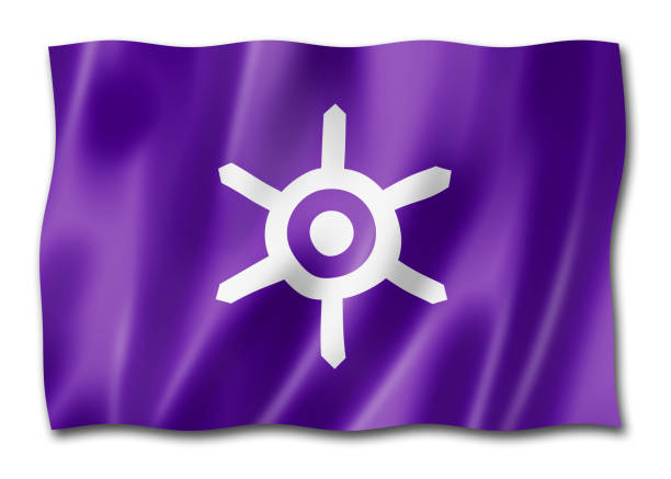 Tokyo city waving flag, Japan. 3D illustration
