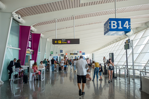 Bilbao - Spain - July 20, 2022 : City airport terminal
