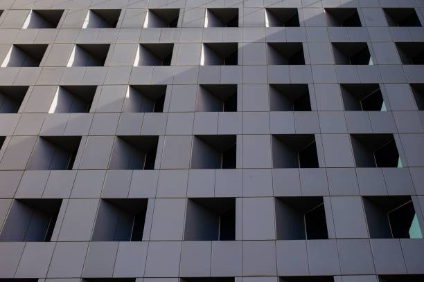 istock Low-angle view of modern buildings on a sunny day 1444360963