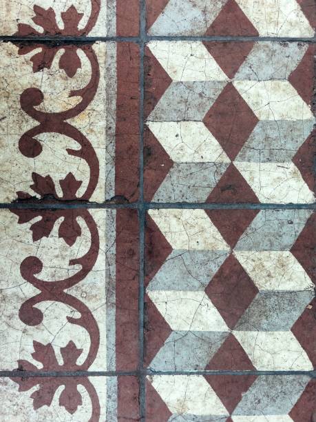 istock Ornamented classic floor with three-dimensional Hungarian Tiled with pattern 1444361007
