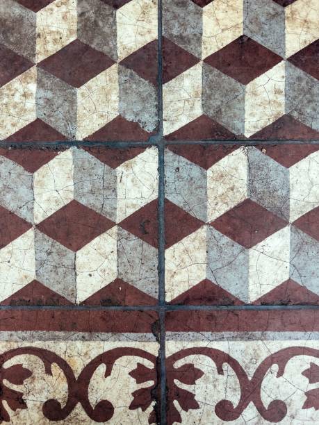istock Ornamented classic floor with three-dimensional Hungarian Tiled with pattern 1444361010