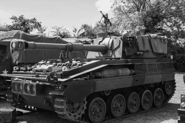 istock Closeup shot of a tank in grayscale 1444362009