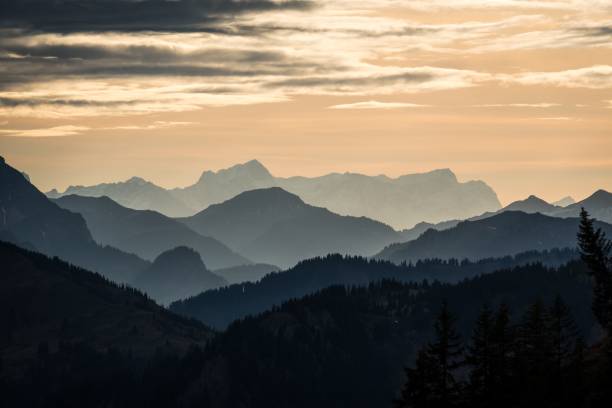 istock Mesmerizing view of a golden sunset over mountains 1444362801