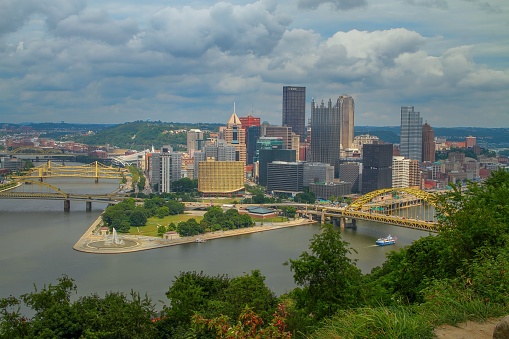 The Pittsburgh skyline in summer. Pennsylvania, United States.