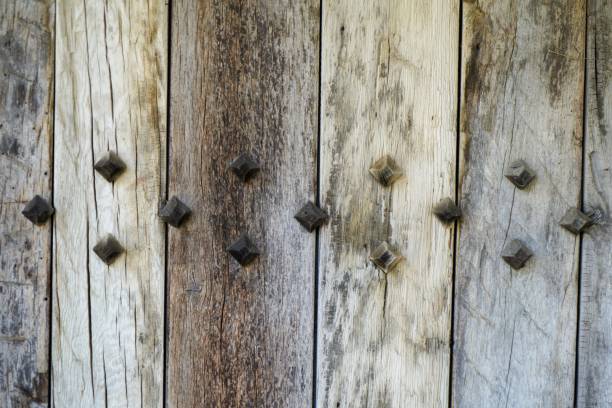 istock Closeup of a wooden weathered surface. 1444366947