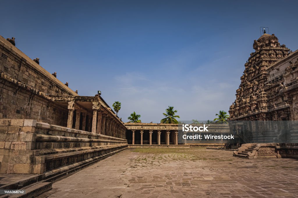 Shri Airavatesvara Temple is a Hindu temple located in Dharasuram, Kumbakonam, Tamil Nadu. Shri Airavatesvara Temple is a Hindu temple located in Dharasuram, Kumbakonam, Tamil Nadu. It was built by Chola emperor Rajaraja-2. Ancient Stock Photo