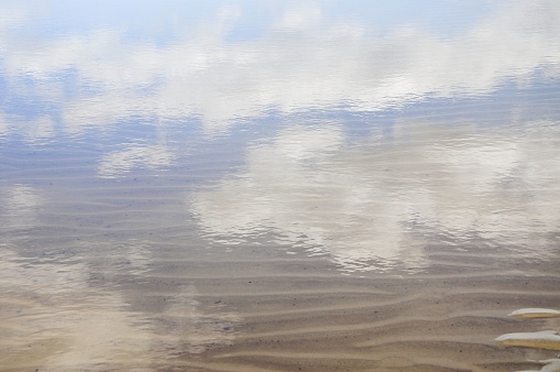 A reflection of clouds on a water pond in Santa Ana beach, near Juan Lacaze, Colonia, Uruguay