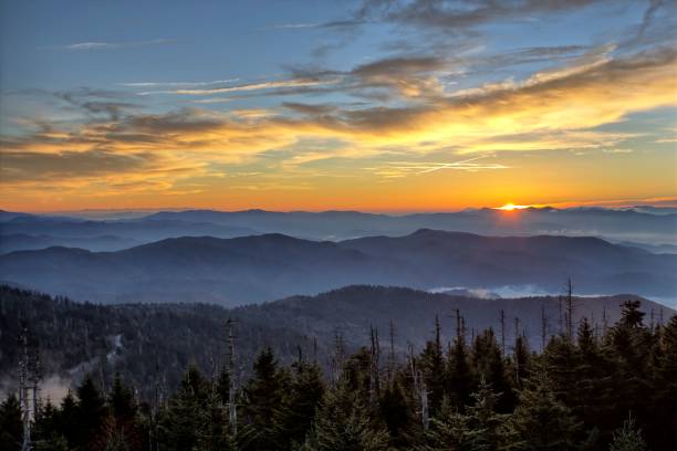 istock Scenic sunset view above the mountains 1444372142