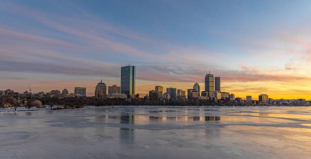 Boston skyline at sunset. Massachusetts, United States. The Boston skyline at sunset. Massachusetts, United States. charles river stock pictures, royalty-free photos & images