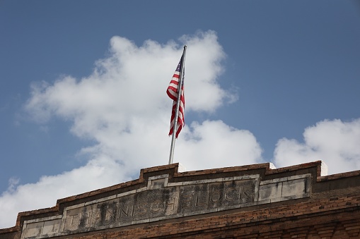 The US flag at Fort Worth stockyards in Texas