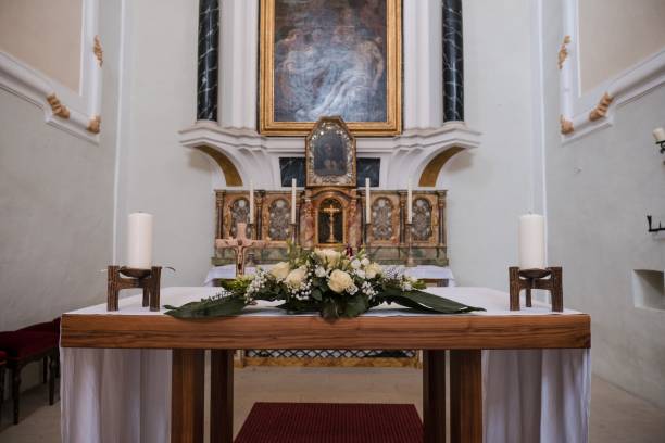istock Church decorations for the wedding day. 1444377307