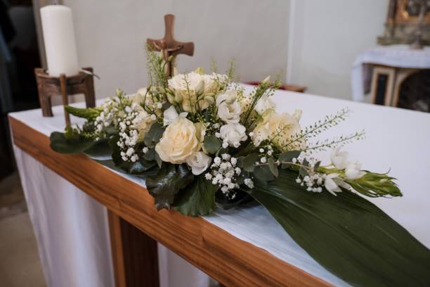 istock Flower bouquet decorated for the wedding. 1444377313