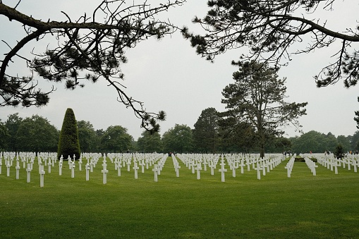 A closeup of the Normandy American Cemetery