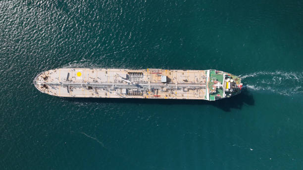 istock Aerial view of a heavy loaded container cargo vessel 1444384448