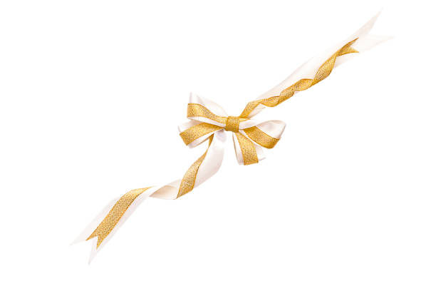 istock beautiful white and gold bow isolated on white background 1444384663
