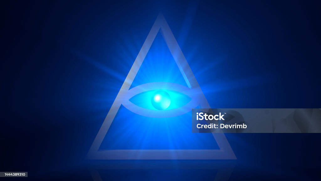 Mystical Eye of The Illuminati Triangle The world's most famous secret cult, the Illuminati, and its talismanic eye. / You can see the animation movie of this image from my iStock video portfolio. Video number: 1444141461 Art Stock Photo