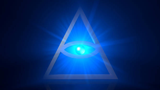 Mystical Eye of The Illuminati Triangle The world's most famous secret cult, the Illuminati, and its talismanic eye. / You can see the animation movie of this image from my iStock video portfolio. Video number: 1444141461 egyptian art stock pictures, royalty-free photos & images