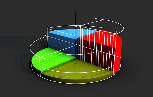 Isometric Donut chart on white background. 3d render illustration.