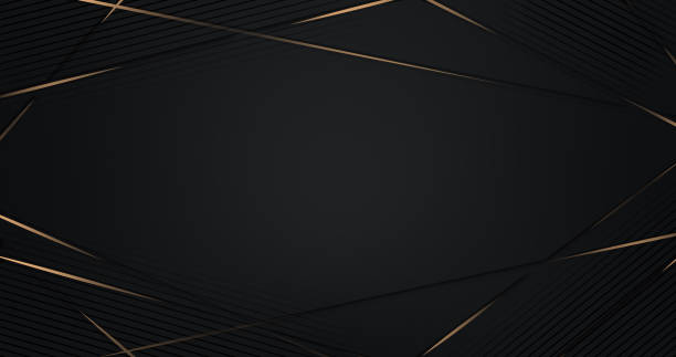 istock Abstract luxury background with golden lines on black background. 1444393161