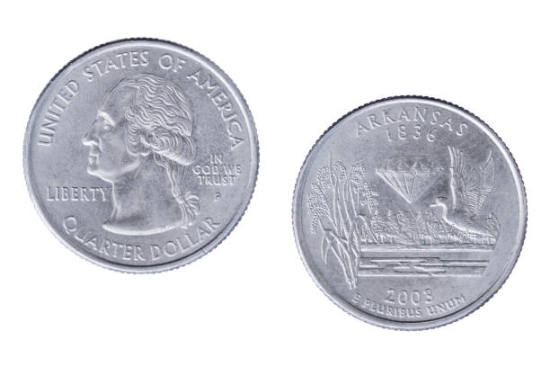 istock Arkansas 2003P State Commemorative Quarter isolated on a white background 1444394005