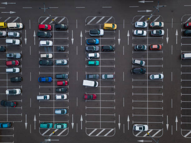 istock Aerial view of automobile parking 1444394088