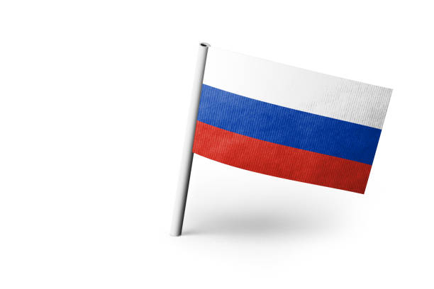 istock Russian flag pinned. White background. 1444396631