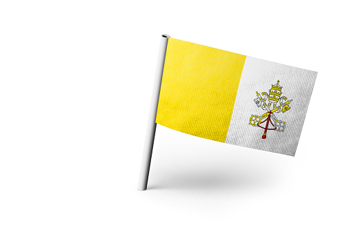 Abstract illustration, Vatican City flag with a semi-circular area White background for text or images.