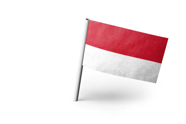 istock Flag of Monaco pinned. White background. 1444396820
