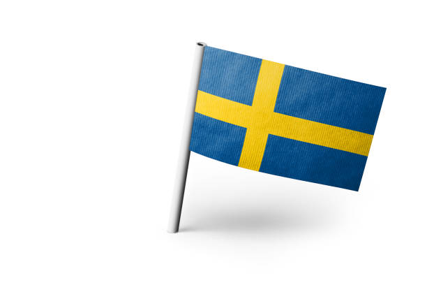 istock Swedish flag pinned. White background. 1444397134