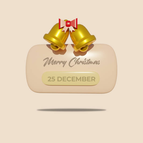 Beige christmas reminder alert in 3d design.3d render