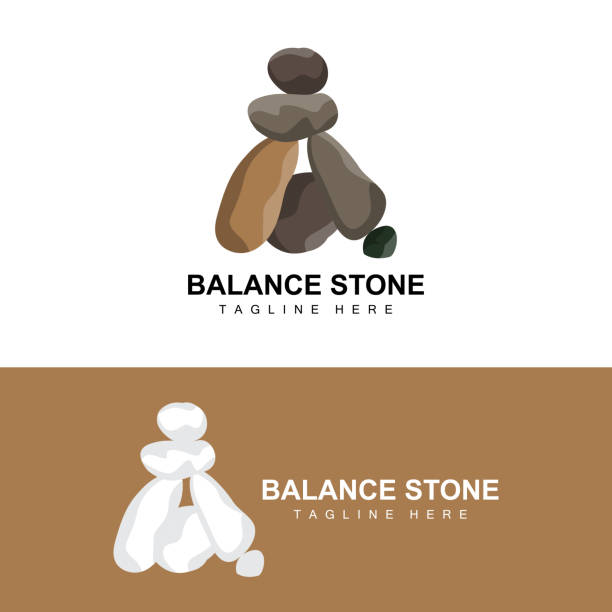 дизайн логотипа stacked stone, вектор балансирующего камня, иллюстрация камня строительным �материалом, пемза камень иллюстрация walpapeer stone - yin yang symbol yin yang ball zen like symbol stock illustrations