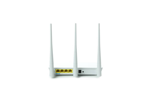 istock Wi-Fi router with external antennas isolated on white background 1444405739