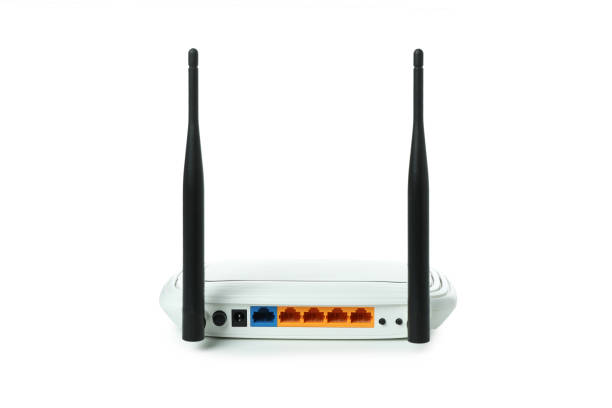 istock Wi-Fi router with external antennas isolated on white background 1444406265