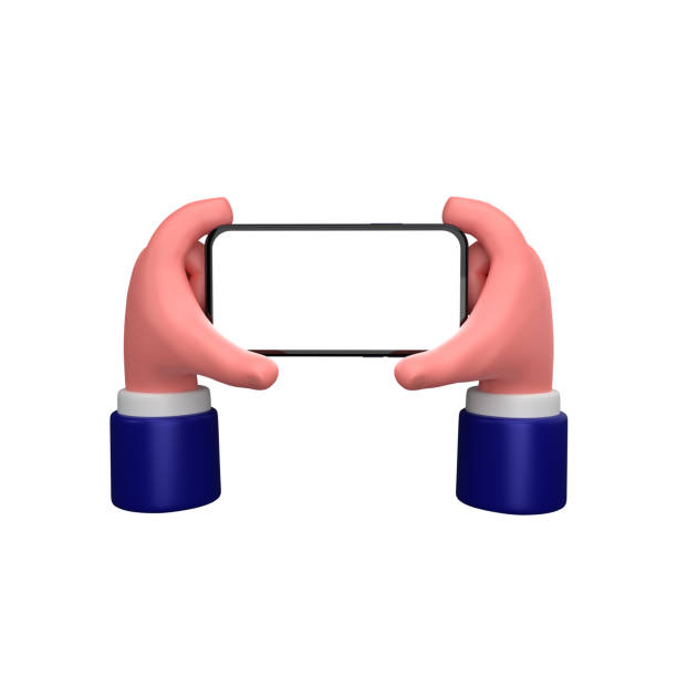 istock Businessman holding hand a smartphone hand gesture 3d illustration 1444406560