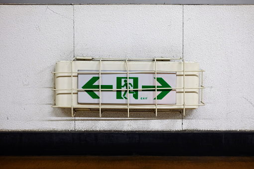 Emergency Exit Sign on Wall.