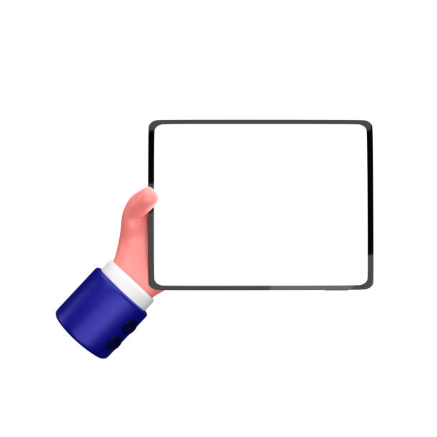 istock Businessman holding hand a gadget device hand gesture 3d illustration 1444407312
