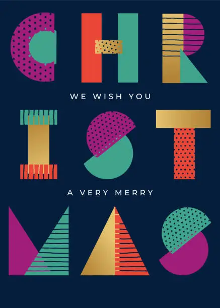 Vector illustration of Christmas Card with Typography Greetings.