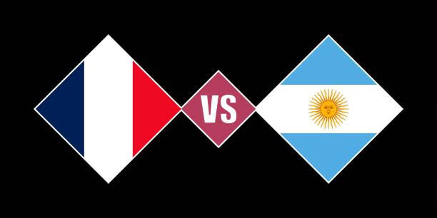 frankreich vs argentinien flagge konzept. vektordarstellung. - argentina qatar stock-grafiken, -clipart, -cartoons und -symbole