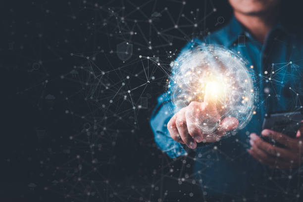 istock a man and virtual icon,modern cyberspace network technology concept,to communicate and connect information through a global society,innovative and scientific ideas,working through high speed internet 1444408945