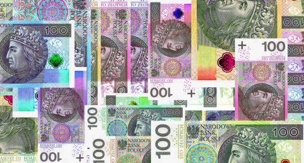 istock Poland Zloty 100 PLN banknotes abstract color mosaic pattern 1444413499