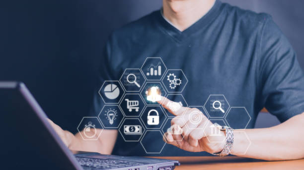 istock Businessman touching on screen to target customer.Target customer, buyer persona, customer behavior concept. Marketing plan and strategies. Personalization marketing, customer centric strategies. 1444419721