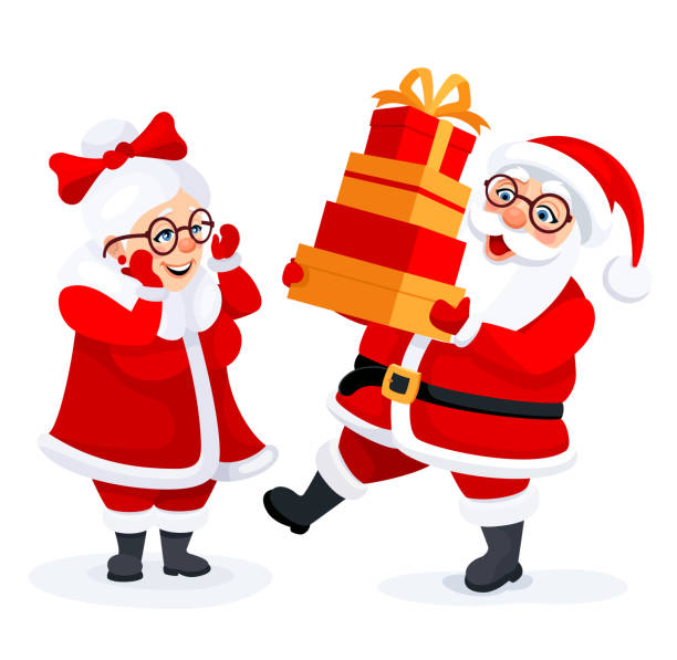 Mr & Mrs Claus. Santa Claus and his wife Mrs Claus celebrate holidays. Mr & Mrs Claus. Santa Claus and his wife Mrs Claus celebrate holidays. mrs claus stock illustrations